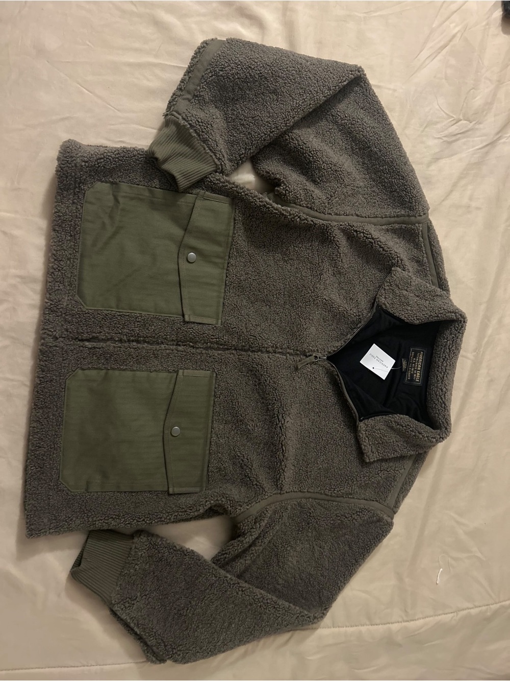 American Eagle Outfitters Olive Green Sherpa Field Jacket - Picture 2 of 2
